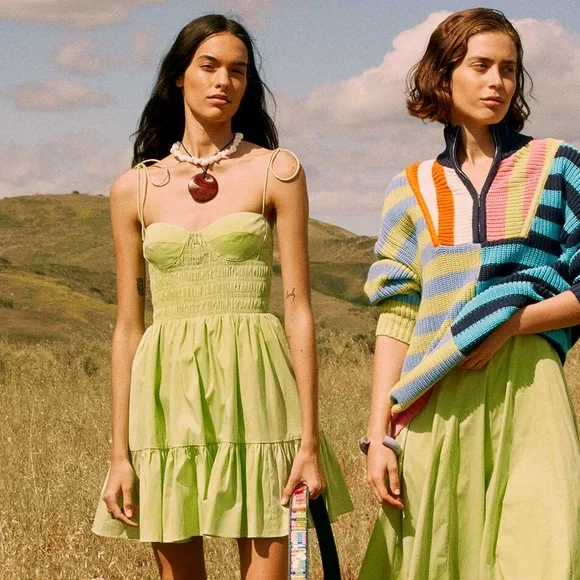 staud lime green dress STAUD CASSIE DRESS GARDEN GREEN main image 1